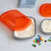 Ice cream in freezer storage containers