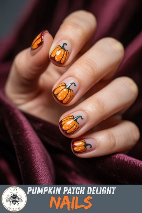 Charming Halloween Nails to Welcome October 5 Pumpkin Patch Delight Nails